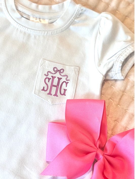 Girls Puff Sleeve Pocket Tee