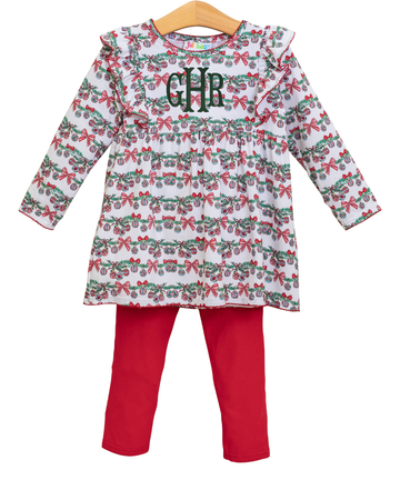 Pre Order: Bows & Baubles Christmas Flutter Pants Set