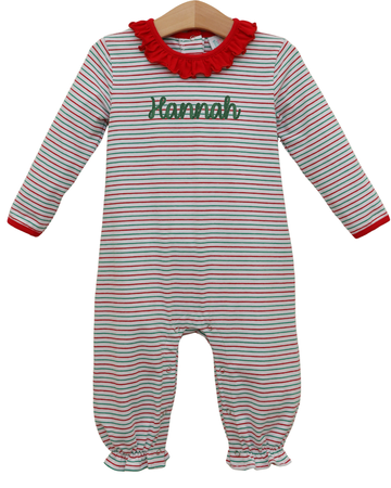 Pre Order: Christmas Candy Cane Stripe Emily Romper