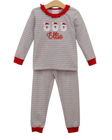 Pre Order: Christmas Candy Stripe Santa Ruffle Set