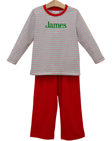 Pre Order: Christmas Candy Stripe Thomas Pants Set