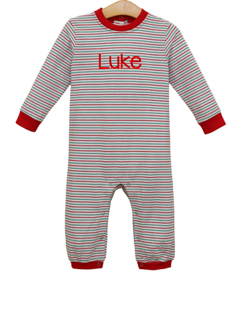 Pre Order: Christmas Candy Cane Stripe Thomas Romper