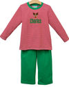Pre Order: Thomas Pants Set (Red Stripe & Green)