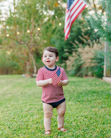 PRE ORDER: Avery Diaper Set (Red Stripe & Navy)