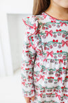Pre Order: Bows & Baubles Christmas Flutter Pants Set