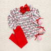 Pre Order: Bows & Baubles Christmas Flutter Pants Set