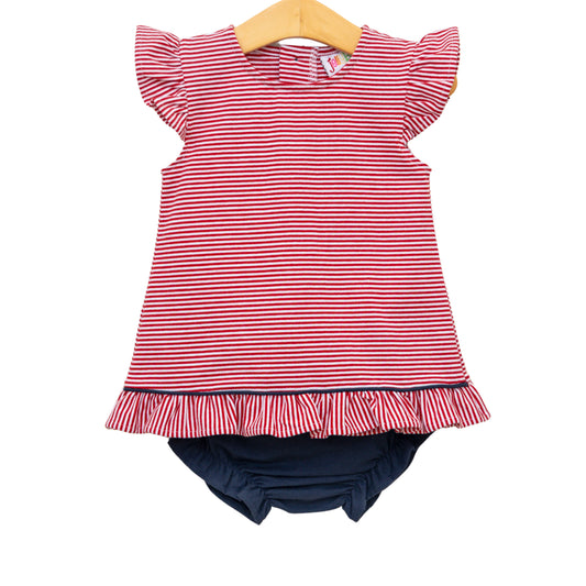 PRE ORDER: Gracie Diaper Set (Red Stripes & Navy)