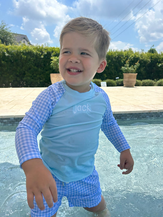 Boy’s Gingham Swim Set