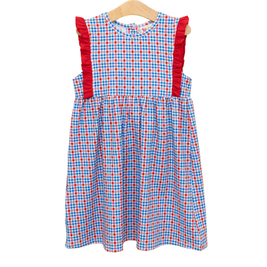 PRE ORDER: Patriotic Plaid Evie Dress