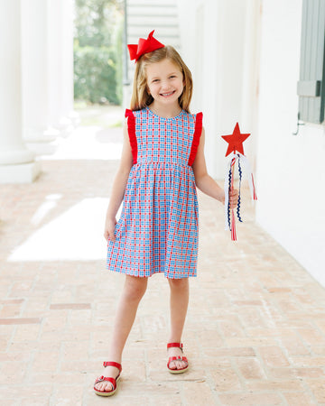 PRE ORDER: Patriotic Plaid Evie Dress