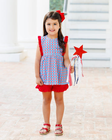 PRE ORDER: Patriotic Plaid Evie Short Set