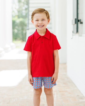 PRE ORDER: Patriotic Plaid Michael Polo Short Set