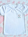 Girls Pocket Tee with Floral Initial